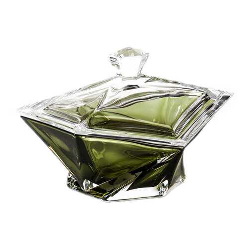 Конфетница с крышкой Crystalite Bohemia Оригами 16см, цвет хаки в Хофф